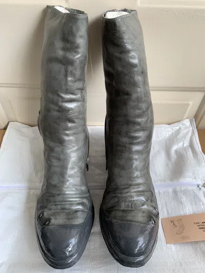 Pre-owned Carol Christian Poell Ccp Object-dyed One Piece Drip Prosthetic Boots In Grey