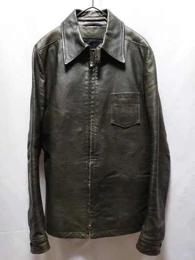 Pre-owned Carol Christian Poell Goat Leather Jacket Riders Archive Dark Green Olive