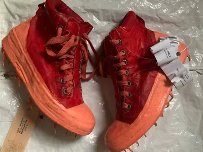 Pre-owned Carol Christian Poell Red Drip Leather Sneakers