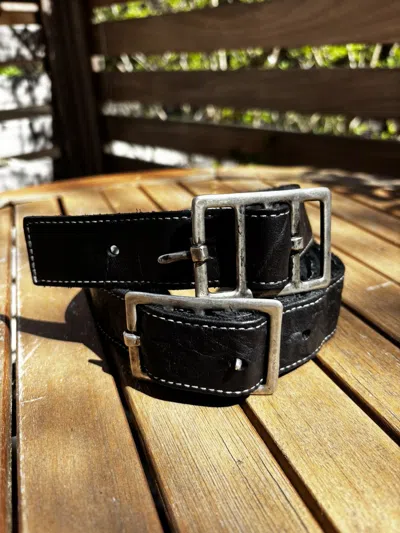 Pre-owned Carol Christian Poell Safe Paper Dart Double Buckle Belt In Black