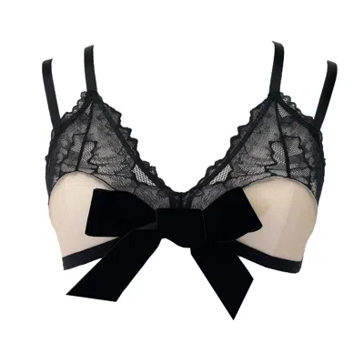 Carol Coelho Women's Black Georgia Lace & Sheer Tulle Bow Bralette