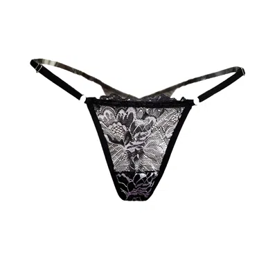 Carol Coelho Women's Black Kyoto Bicolor Lace & Tulle Strappy Thong