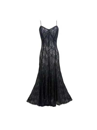 Carol Coelho Women's Black Machu Picchu Mini Sequin Lace Long Gown