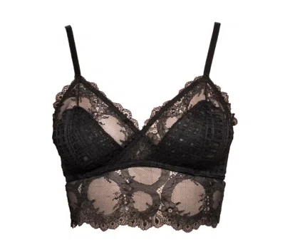 Carol Coelho Women's Black Mind Games Lace & Check Tulle Mi-long Bralette