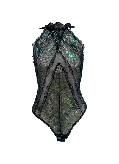 Carol Coelho Women's Black Psyche Halter Iridescent Bodysuit