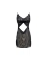Carol Coelho Women's Black Terminator Lace & Mesh Draped Front Nightie In Black