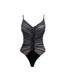 Carol Coelho Women's Black Terminator Tulle Ruched Bodysuit In Black