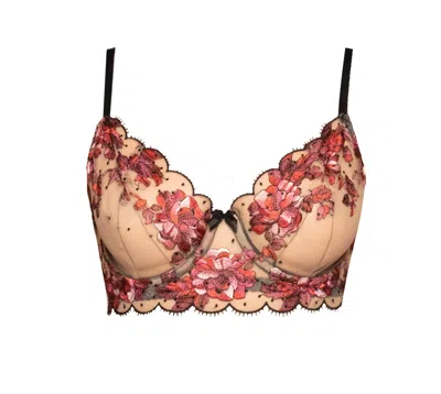 Carol Coelho Women's Blossom Floral Embroidered Tulle Underwire Bra In Black/pink/red/yellow