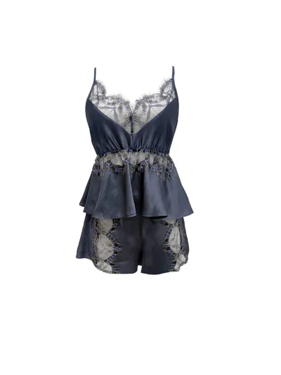 Carol Coelho Women's Grey Salkantay Satin & Iridescent Lace Babydoll Set In Gray