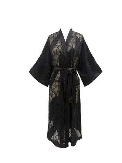 Carol Coelho Women's Lithos Black Embroidered Long Kimono