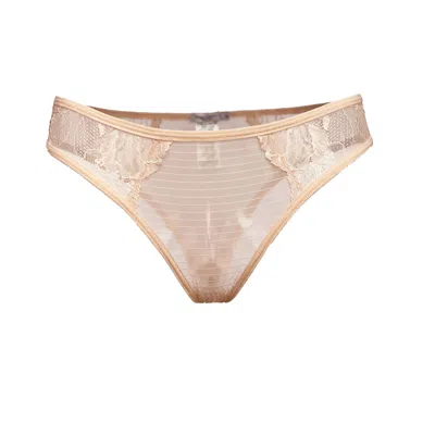 Carol Coelho Women's Neutrals Petunia Lace & Stripe Tanga In Black