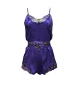 Carol Coelho Women's Pink / Purple Theory Of Strings Satin Blend Dark Embroidered Romper In Pink/purple