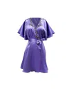 Carol Coelho Women's Pink / Purple Theory Of Strings Silk Embroidered Tulle Flutter Cover-up In Pink/purple