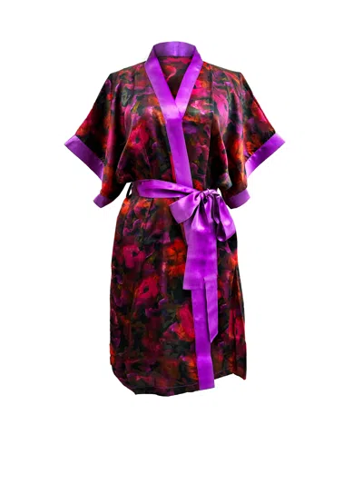 Carol Coelho Women's The Poppy Silk Satin Charmeuse Short Kimono In Pink