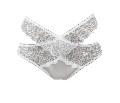 Carol Coelho Women's White Spider's Web Satin & Lace Criss Cross Panty