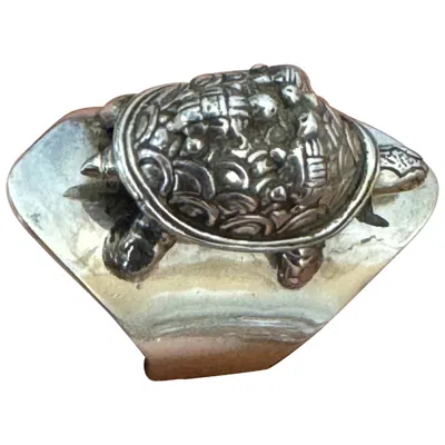 Pre-owned Carol Felley Sterling Silver Turtle Ring  1990 In Multi