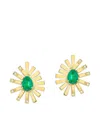 Carol Kauffmann 18k Yellow Gold Emerald Diamond Earrings In Multi