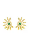 Carol Kauffmann 18k Yellow Gold Half Moon Mandala Emerald Earrings In Brown
