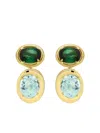 Carol Kauffmann 18k Yellow Gold Rock Class Tourmaline And Blue Topaz Earrings In Gold