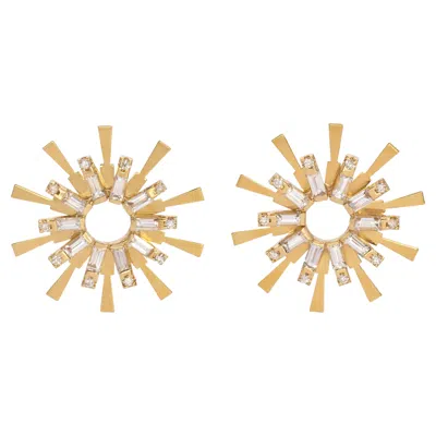 Pre-owned Carol Kauffmann Baguette Set Colorless Diamond And 18 Karat Gold Earrings, 2020s In Multiple