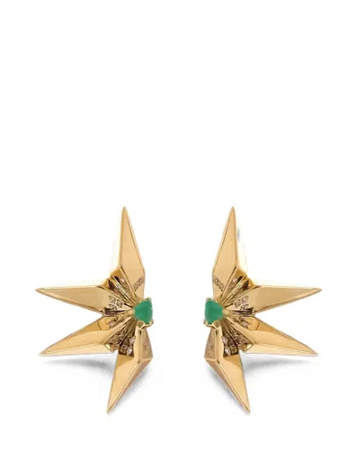 Carol Kauffmann Étoile Laila Diamond And Emerald Earrings In Multi