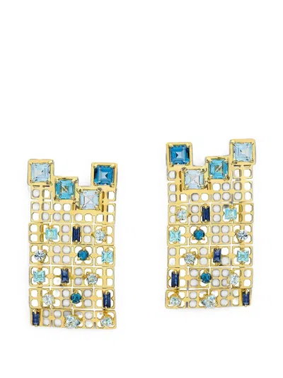 Carol Kauffmann Kyoto Topaz Net Earrings In Multi