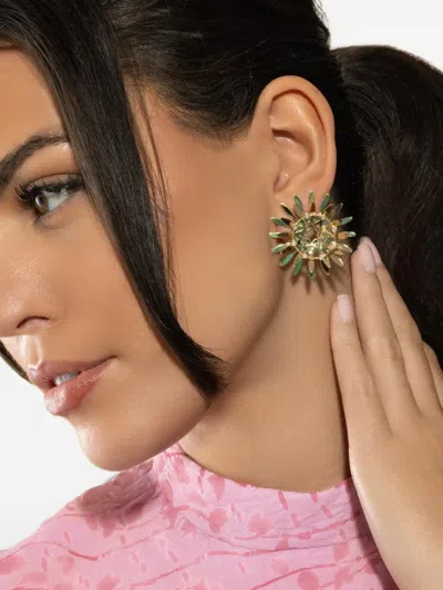 Carol Kauffmann Mandala Diamond Earrings In Yellow