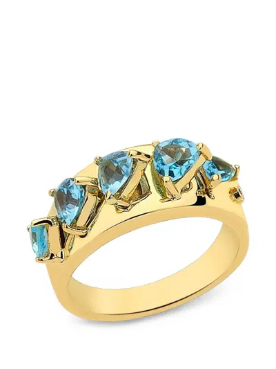Carol Kauffmann Mandala Domino Topaz And Diamond Ring In Gold