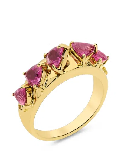 Carol Kauffmann Mandala Domino Tourmaline And Diamond Ring In Gold