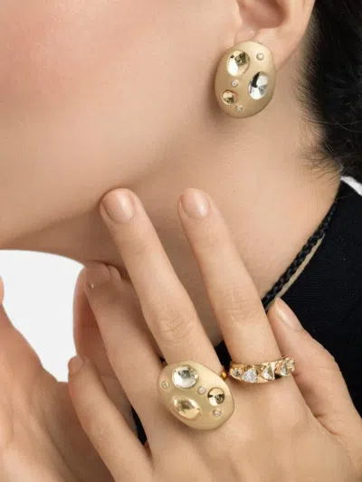 Carol Kauffmann Rocks Flinstones Diamond Earrings In White