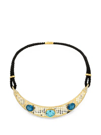 Carol Kauffmann Topaz And Diamond Net Choker Necklace In Multi