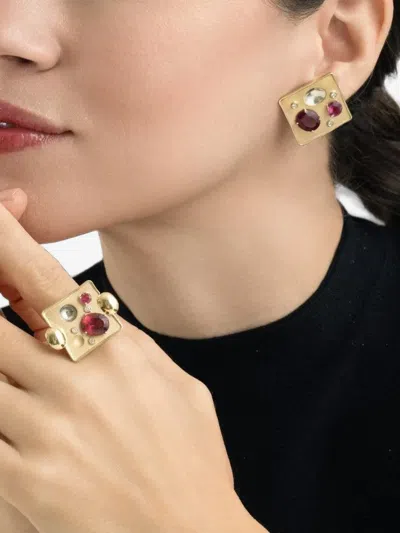 Carol Kauffmann Tourmaline And Diamond Earrings In Gold