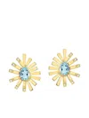 Carol Kauffmann Yellow Gold Blue Topaz Diamond Sunburst Earrings In Gold