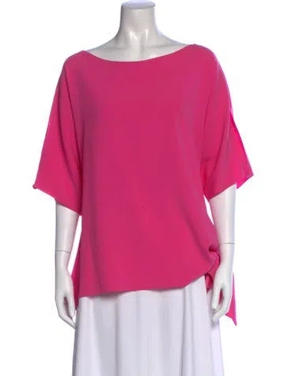 Pre-owned Carol Peretz Bateau Neckline Short Sleeve Top In Pink