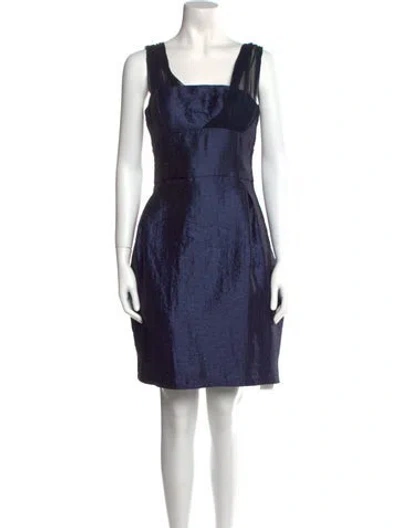 Pre-owned Carol Peretz Square Neckline Knee-length Dress In Blue