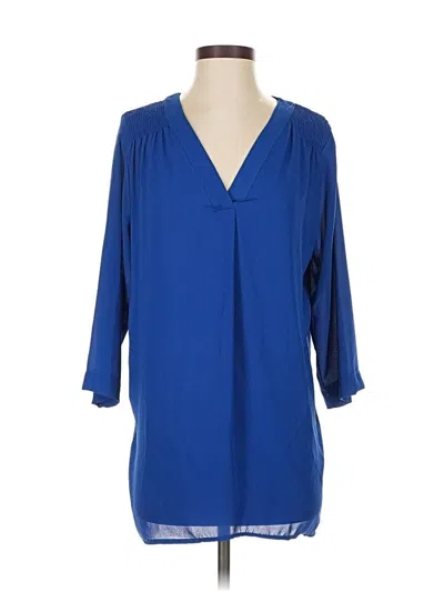 Pre-owned Carol Rose 3/4 Sleeve Blouse In Blue