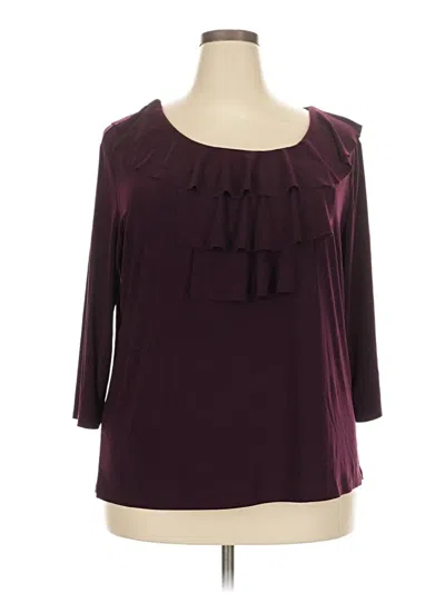 Pre-owned Carol Rose 3/4 Sleeve Blouse In Burgundy