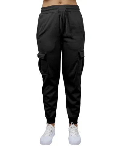 Carol Vee Women's Heavyweight Loose Fit Fleece-lined Cargo Jogger Pants In Black