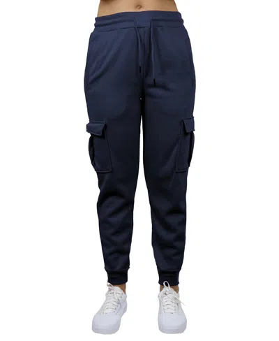 Carol Vee Women's Heavyweight Loose Fit Fleece-lined Cargo Jogger Pants In Navy