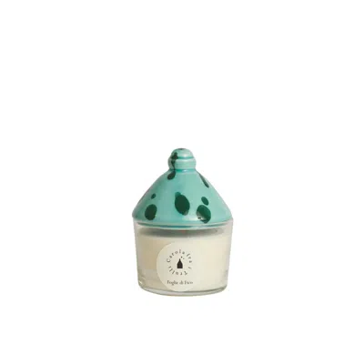 Carola Fra I Trulli Green Trullino Candle With Fig Leaves  Scented Soy Wax Candle