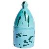 Carola Fra I Trulli Green Trullo Candle Holder With Fig Leaves Scented Soy Wax Candle In Blue