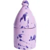 Carola Fra I Trulli Purple Trullo Candle Holder With Lavander And Iris Scented Soy Wax Candle In Purple