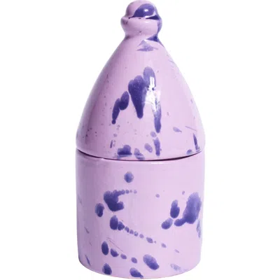 Carola Fra I Trulli Purple Trullo Candle Holder With Lavander And Iris Scented Soy Wax Candle