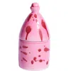 Carola Fra I Trulli Red Trullo Candle Holder With Pomegranate Scented Soy Wax Candle In Pink