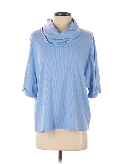 Pre-owned ​carole Christian 3/4 Sleeve Top Blue Cowl Neck Tops