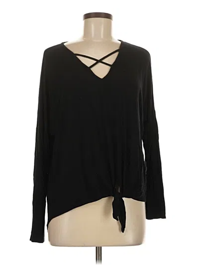 Pre-owned ​carole Christian Long Sleeve Top Black Keyhole Neckline Tops