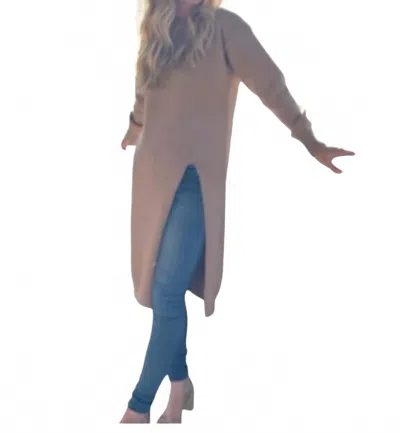 ​carole Christian Slit Calf Length Sweater In Camel In Brown