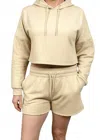 ​carole Christian Women's Fleece Hoodie & Short Set In Beige In Sand