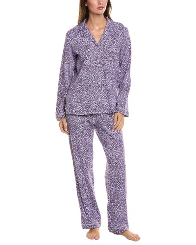 Carole Hochman 2pc Notch Top & Pant Set In Purple