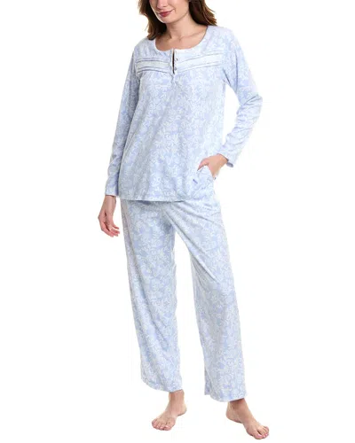 Carole Hochman 2pc Velour Pajama Pant Set In Blue